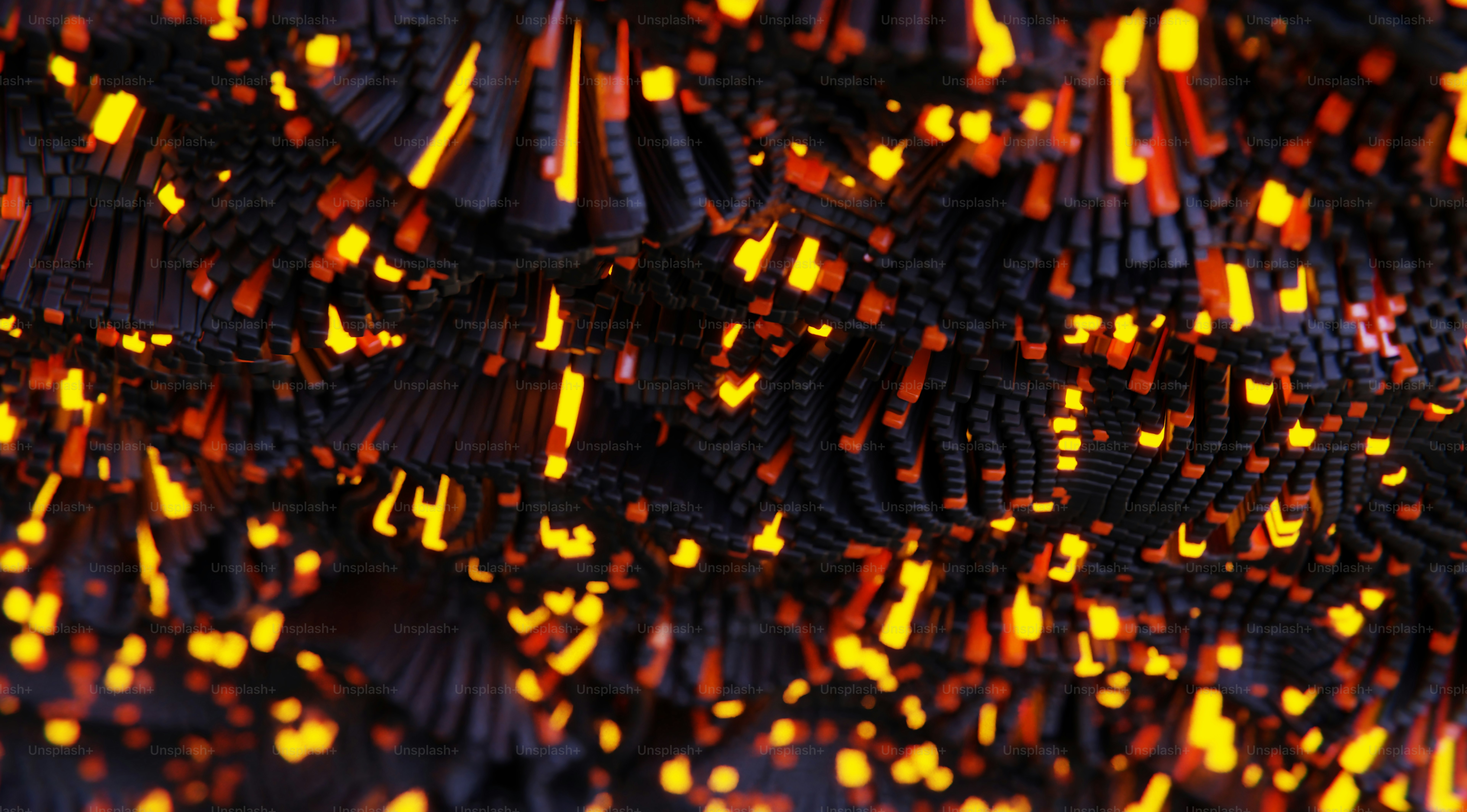a close up of a bunch of black and yellow objects